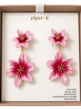 Piper•K Pink Floral Drop Earrings